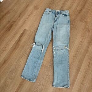 Abercrombie & Fitch Light Blue Distressed Straight Leg Jeans